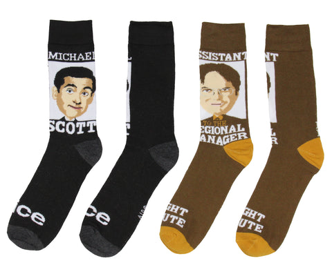 The Office Michael Scott And Dwight Schrute Crew Socks For Men Women 2 Pair