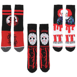 Horror Movie Friday The 13th A Nightmare On Elm Street IT Crew Socks Size 8-12