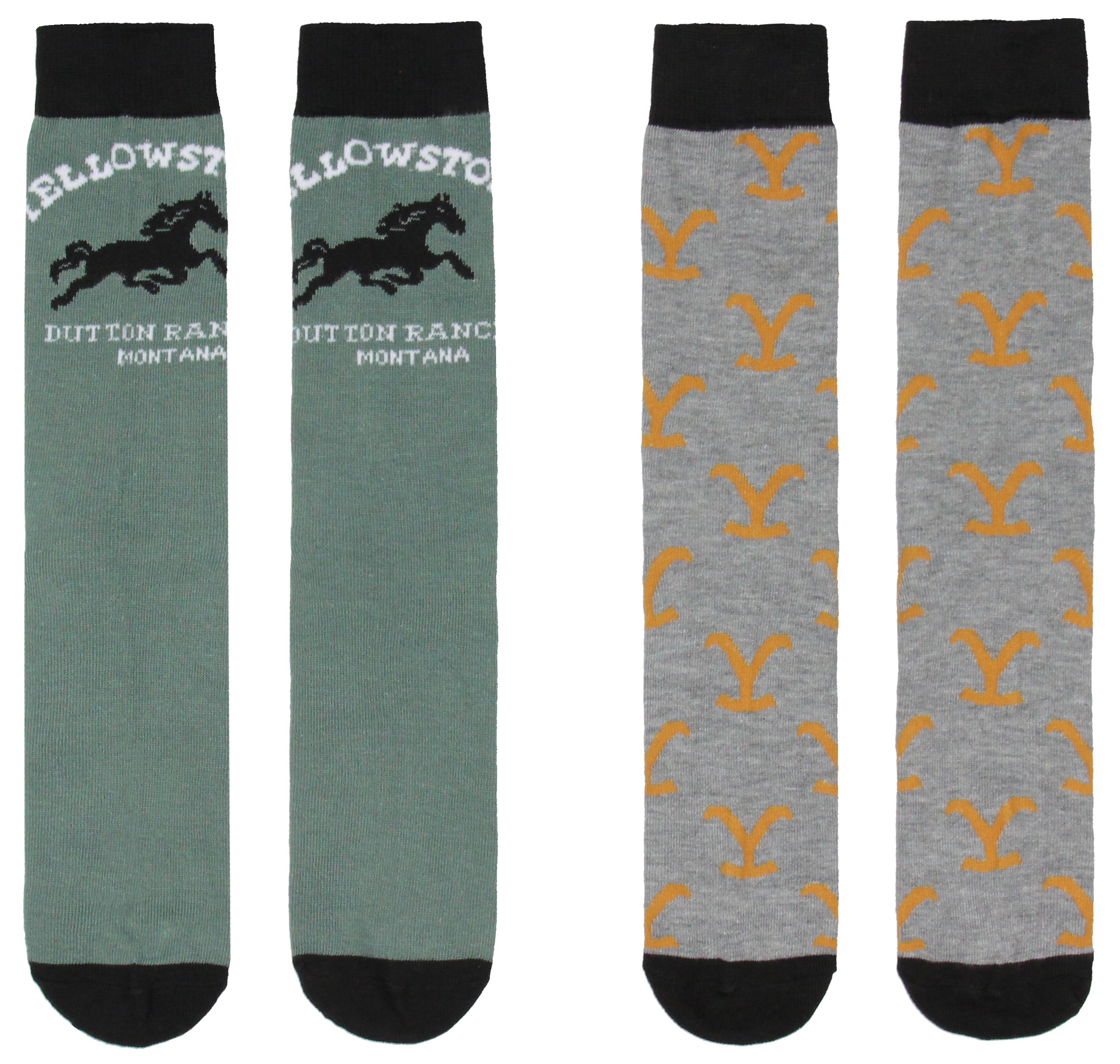 Yellowstone Dutton Ranch Montana 1886 Logo Crew Socks For Men Women 2 Pair