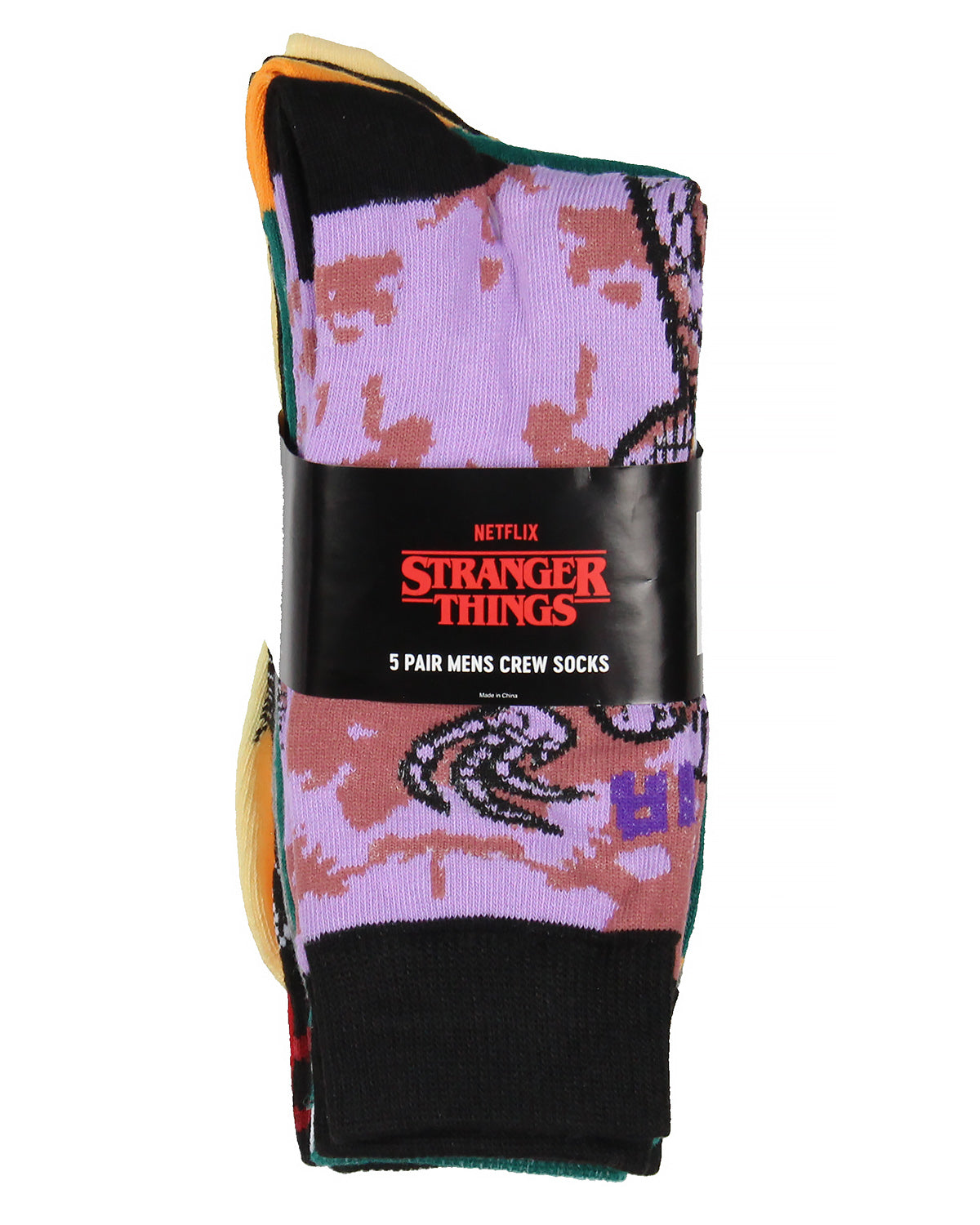 Stranger Things Hellfire Club Hawkins High School Adult Men's Crew Socks 5 Pairs