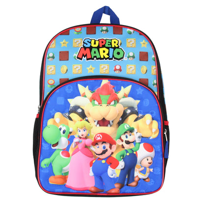 Super Mario Bowser Luigi Princess Peach 16" Kids Bag School Travel Backpack