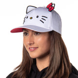 Sanrio Hello Kitty Embroidered Face Whiskers Adult Snapback Hat With 3D Ears And Bow