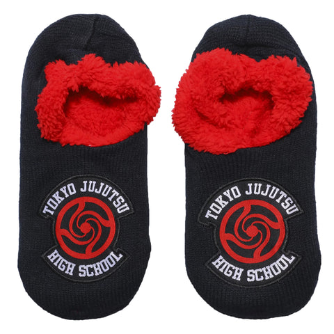 Jujutsu Kaisen Tokyo Jujutsu High School Logo Men's Black Slipper Socks (5-10)
