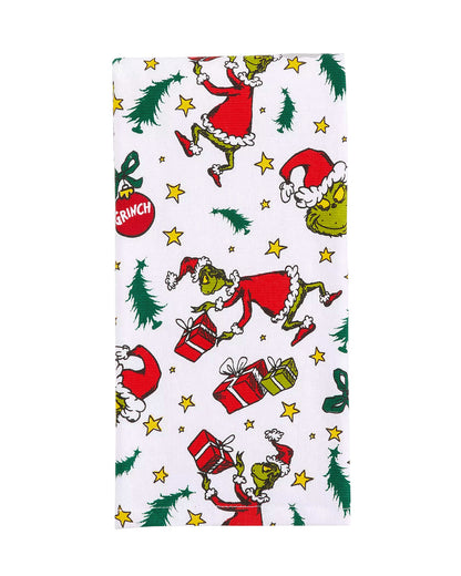 Dr. Seuss The Grinch Holiday Motif Grinch Face 2-Pack Kitchen Towel Set