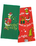Dr Seuss How The GRINCH Stole Christmas Feeling Grinchy 2-Pack Kitchen Towel Set