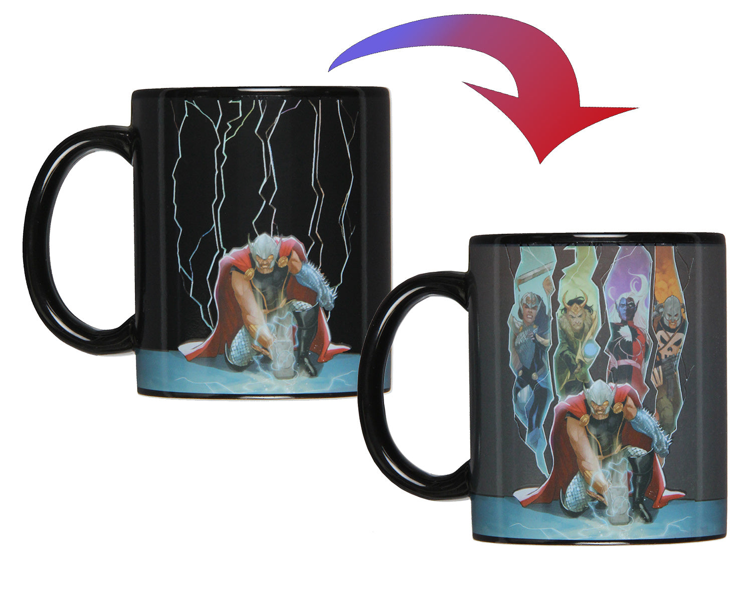 Marvel Thor The Mighty Avenger Heat Reactive Color Changing Tea Coffee Mug Cup - Seven Times Six