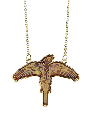 Harry Potter Flying Companion Fire Phoenix Fawkes Necklace
