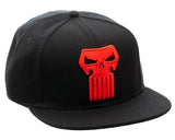 Marvel Comics Thunderbolts Punisher Logo Black Adjustable Snapback Hat For Men