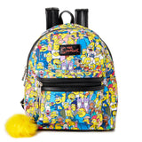 The Simpsons All Over Character Print Women's Mini Backpack With Pom Zipper Pull