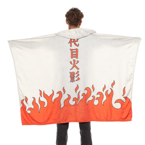 Naruto Shippuden Will of Fire Hokage Cape Cloak Wearable Hooded Blanket 58" x 45"