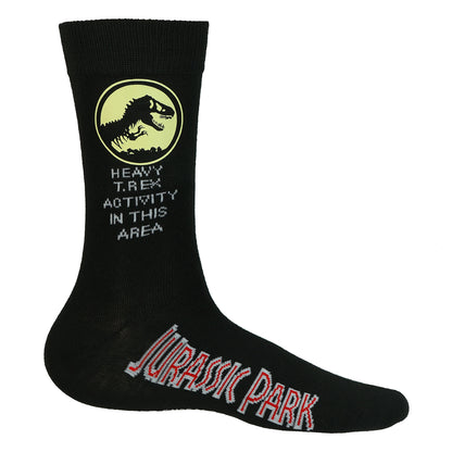 Jurassic Park Socks Men's T Rex Logo Dinosaur Warning Crew Sock 1 Pair OSFM