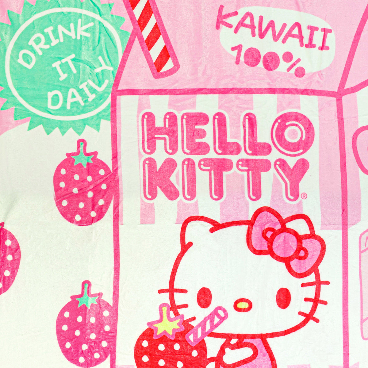 Sanrio Hello Kitty Blanket Strawberry Milk Double Sided Throw 45" x 60"