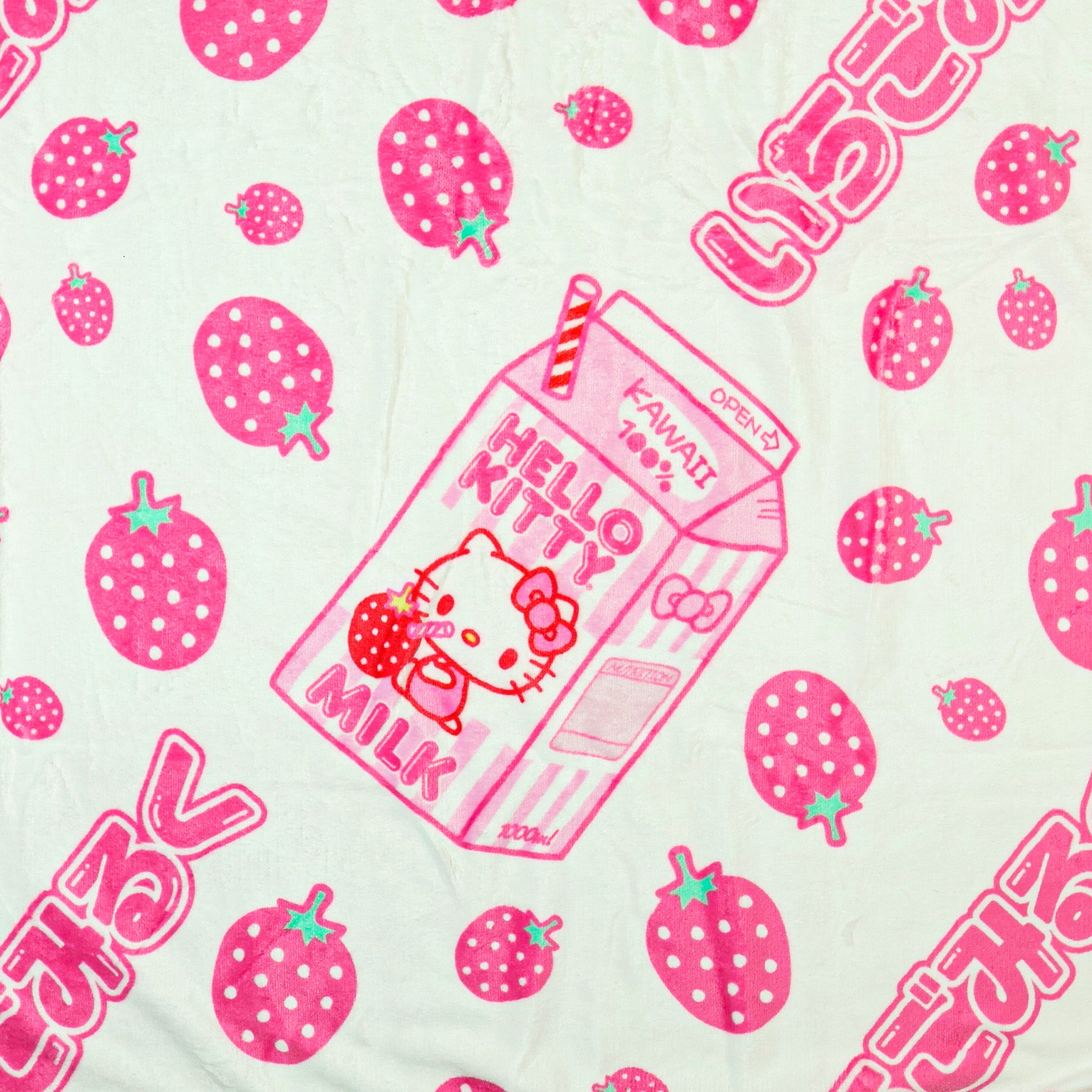 Sanrio Hello Kitty Blanket Strawberry Milk Double Sided Throw 45" x 60"