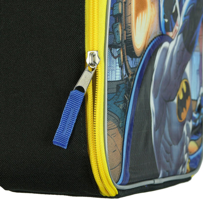 DC Comics Batman Lunch Box Bat Signal Kids Insulated Full Zip Tote Bag 10"