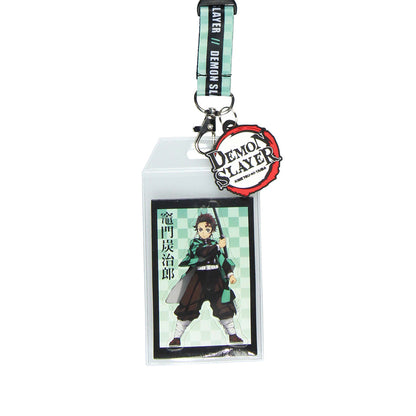 Demon Slayer Tanjiro Checkered Pattern Sublimated Strap ID Holder Anime Lanyard