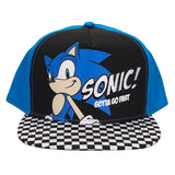 Sonic The Hedgehog Youth Checkered Flat Bill Adjustable Snapback Hat Cap