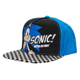 Sonic The Hedgehog Youth Checkered Flat Bill Adjustable Snapback Hat Cap