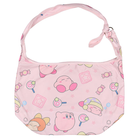 Kirby Pink Puffball Character And Snack Shoulder Crossbody Hobo Bag