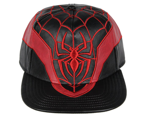 Marvel Comics Spider-Man Miles Morales Suit Embroidered Faux Leather Snapback Hat
