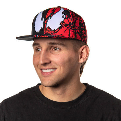 Marvel Comics Venom Carnage Split Face Embroidered Flat Bill Snapback Hat