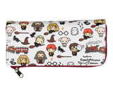 Harry Potter Wallet Allover Chibi Character Zip Closure Faux Leather Wallet