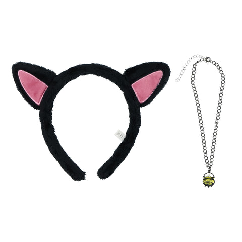 Hocus Pocus Binx Cat Ears Costume Womens 2 Piece Set Necklace Headband