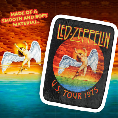 Led Zeppelin Icarus Angel U.S Tour 1975 Music Band Plush Fuzzy Soft Throw Blanket