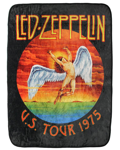 Led Zeppelin Icarus Angel U.S Tour 1975 Music Band Plush Fuzzy Soft Throw Blanket