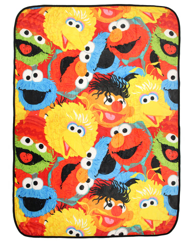 Sesame Street Character Collage Cute Plush Fuzzy Soft Throw Blanket