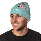 Nintendo Kirby Peek A Boo Embroidered Character Cuff Knit Beanie Hat Cap