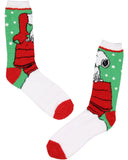 Peanuts Santa Snoopy And Woodstock Christmas Adult Fuzzy Plush Crew Socks 2 Pack