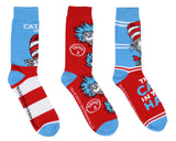 Dr. Seuss Cat in The Hat THING ONE THING TWO Adult Mid Calf Crew Socks 3 Pairs