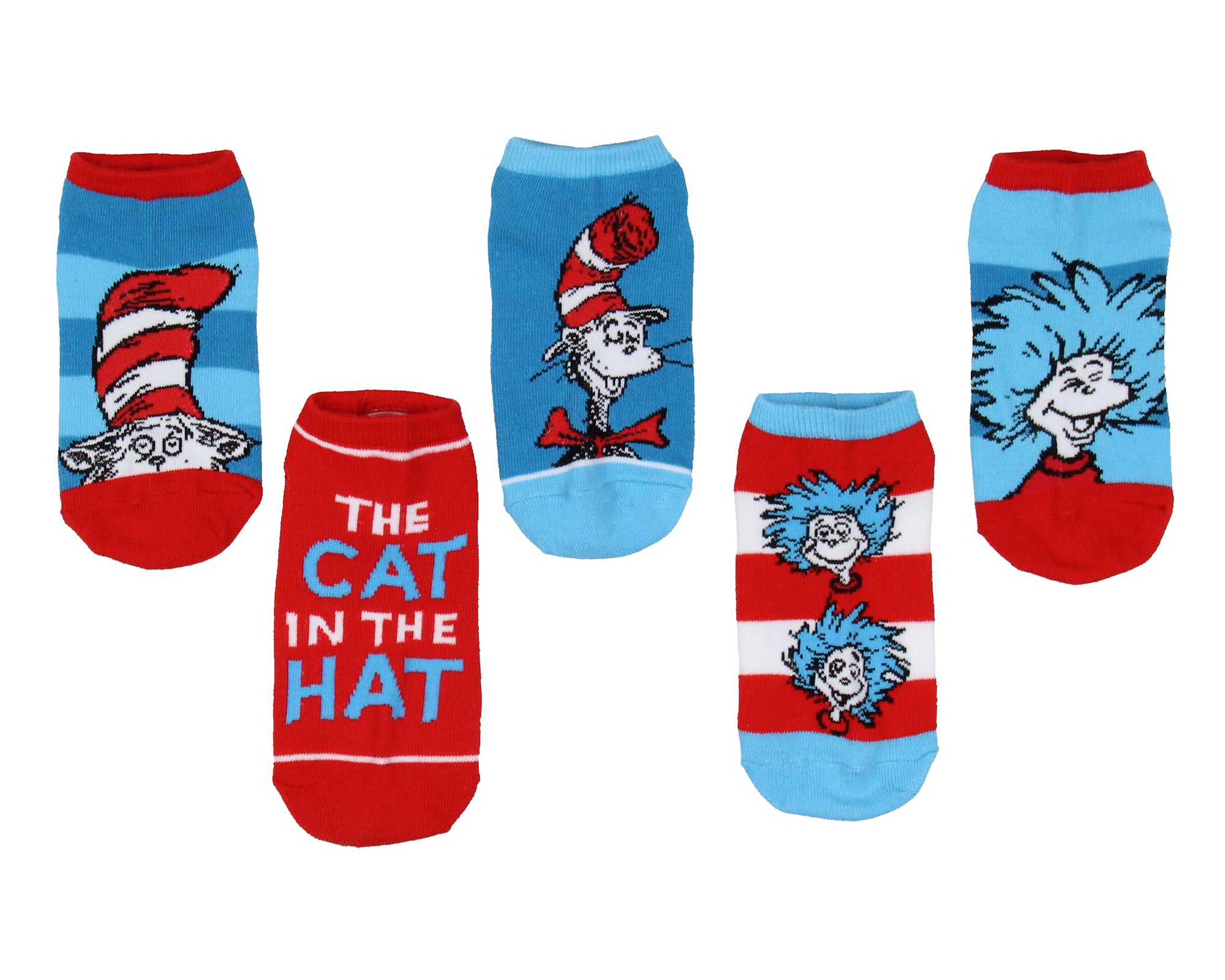 Dr. Seuss Socks Kids Cat In The Hat THING ONE THING TWO Low Cut Ankle Socks 5 Pack