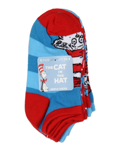 Dr. Seuss Socks Kids Cat In The Hat THING ONE THING TWO Low Cut Ankle Socks 5 Pack