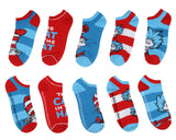 Dr. Seuss Socks Adult Cat In The Hat Thing 1 Thing 2 Low Cut Ankle Socks 5 Pack