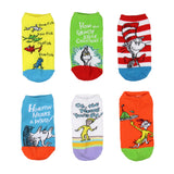 Dr. Seuss Socks Kids Book Character Designs Mix n' Match Ankle Socks 6 Pack