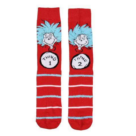 Dr. Seuss Cat In The Hat Thing 1 Thing 2 Mid Calf Crew Socks