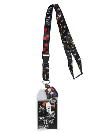 IT Pennywise Clown You'll Float Too! ID Badge Holder Lanyard w/ Rubber Pendant