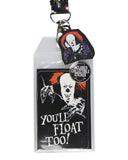 IT Pennywise Clown You'll Float Too! ID Badge Holder Lanyard w/ Rubber Pendant