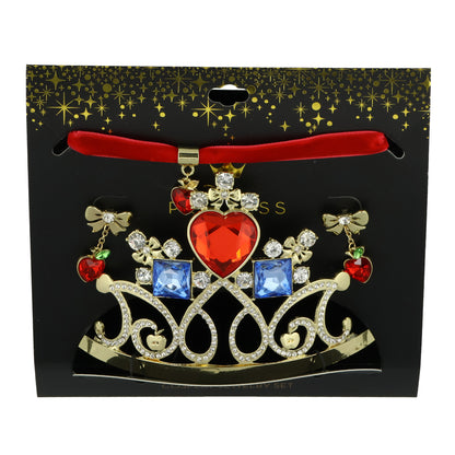 Disney Snow White Womens Costume Accessories 3 Piece Crown Earrings Necklace