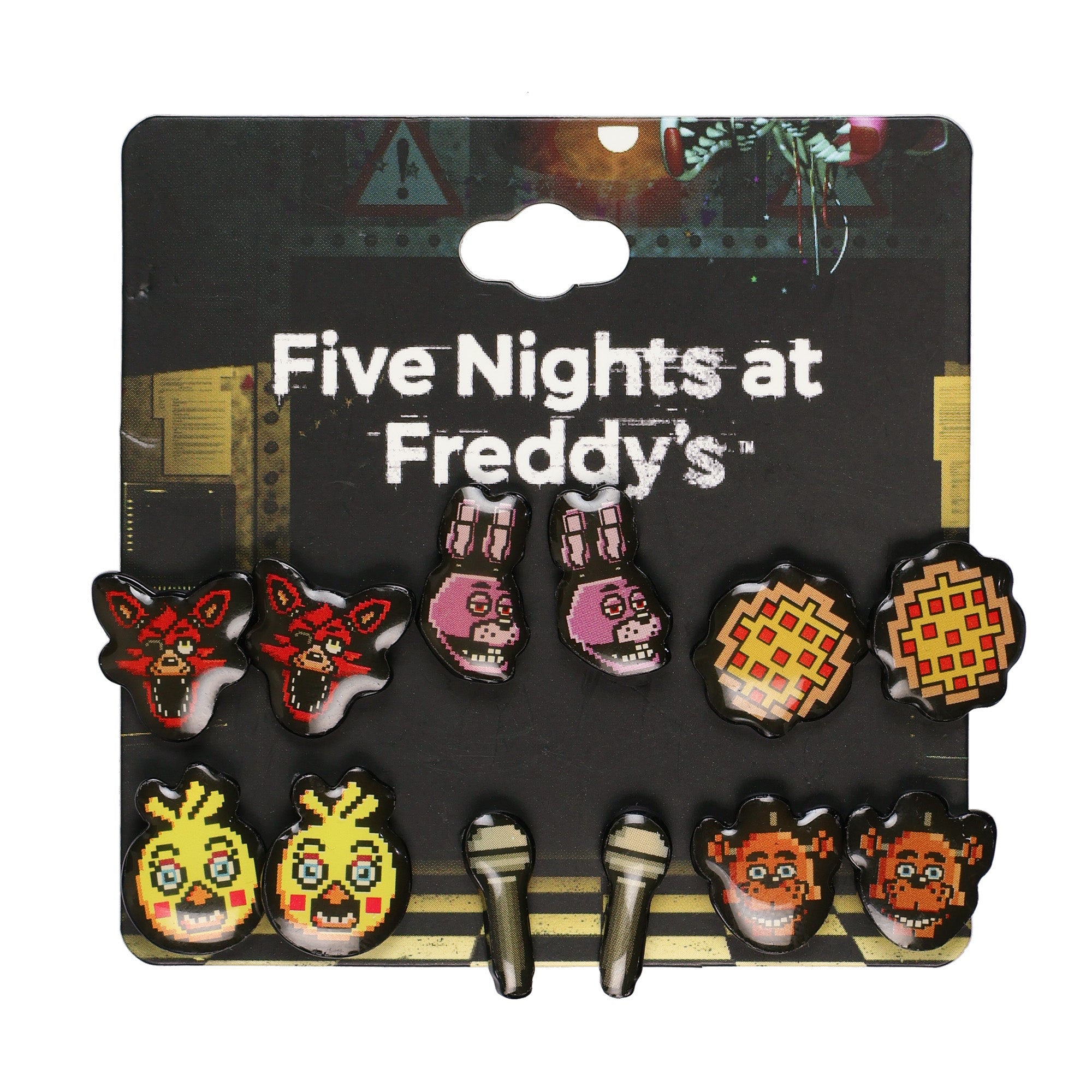 Five Nights at Freddy's Earrings 6-Pair FNAF Character Design Stud Jewelry Set