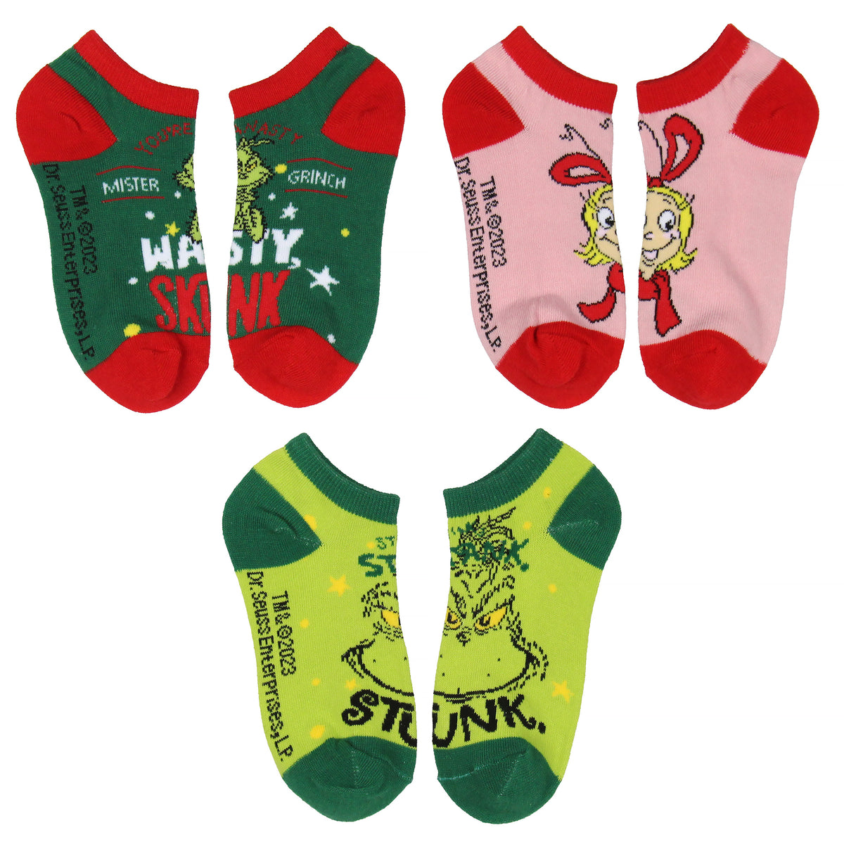 Dr. Seuss GRINCH Boys' Socks Character Low Cut Ankle No Show Socks 6 Pairs