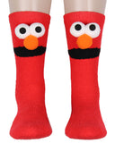 Sesame Street Socks 3D Eyes And Nose Elmo Adult Chenille Fuzzy Plush Crew Socks