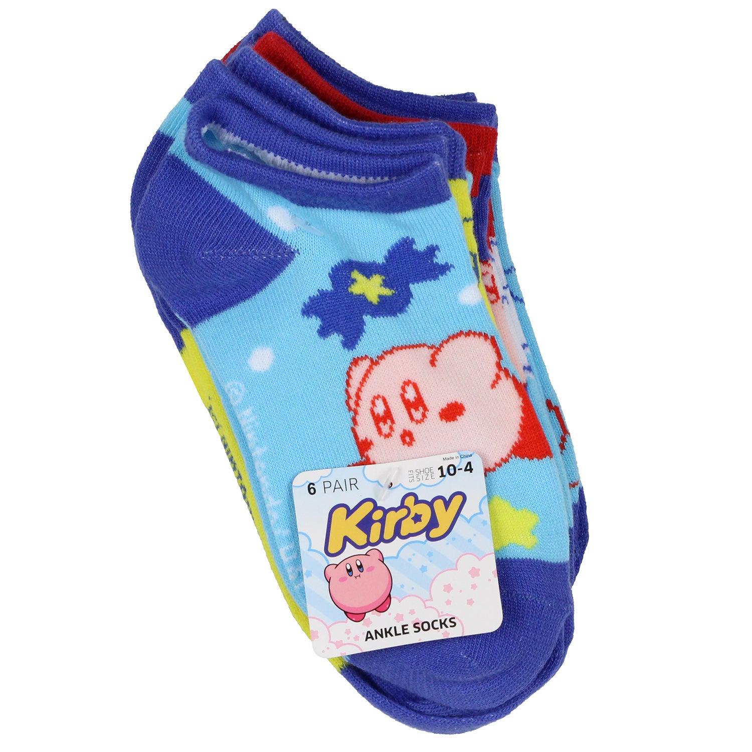 Kirby Character Game Design 6-Pack Youth No Shoe Ankle Socks Size 7-9