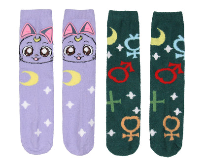 Sailor Moon Socks Women's Artemis And Luna 3D Ears Fuzzy Mid-Calf Crew Socks