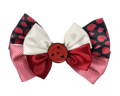 Naruto Shippuden Red Cloud Design Hidden Leaf Charm Alligator Hair Clip Bow - Seven Times Six