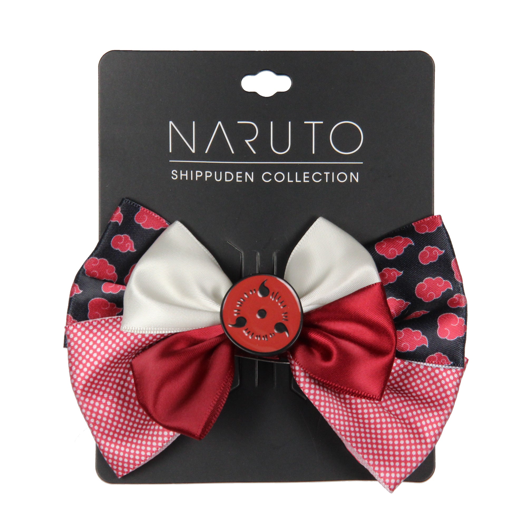 Naruto Shippuden Red Cloud Design Hidden Leaf Charm Alligator Hair Clip Bow - Seven Times Six