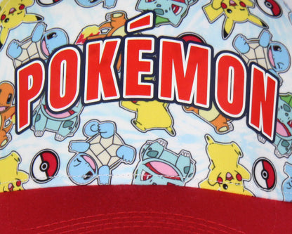 Pokemon Character Collage Sublimated Youth Snapback Trucker Hat OSFM