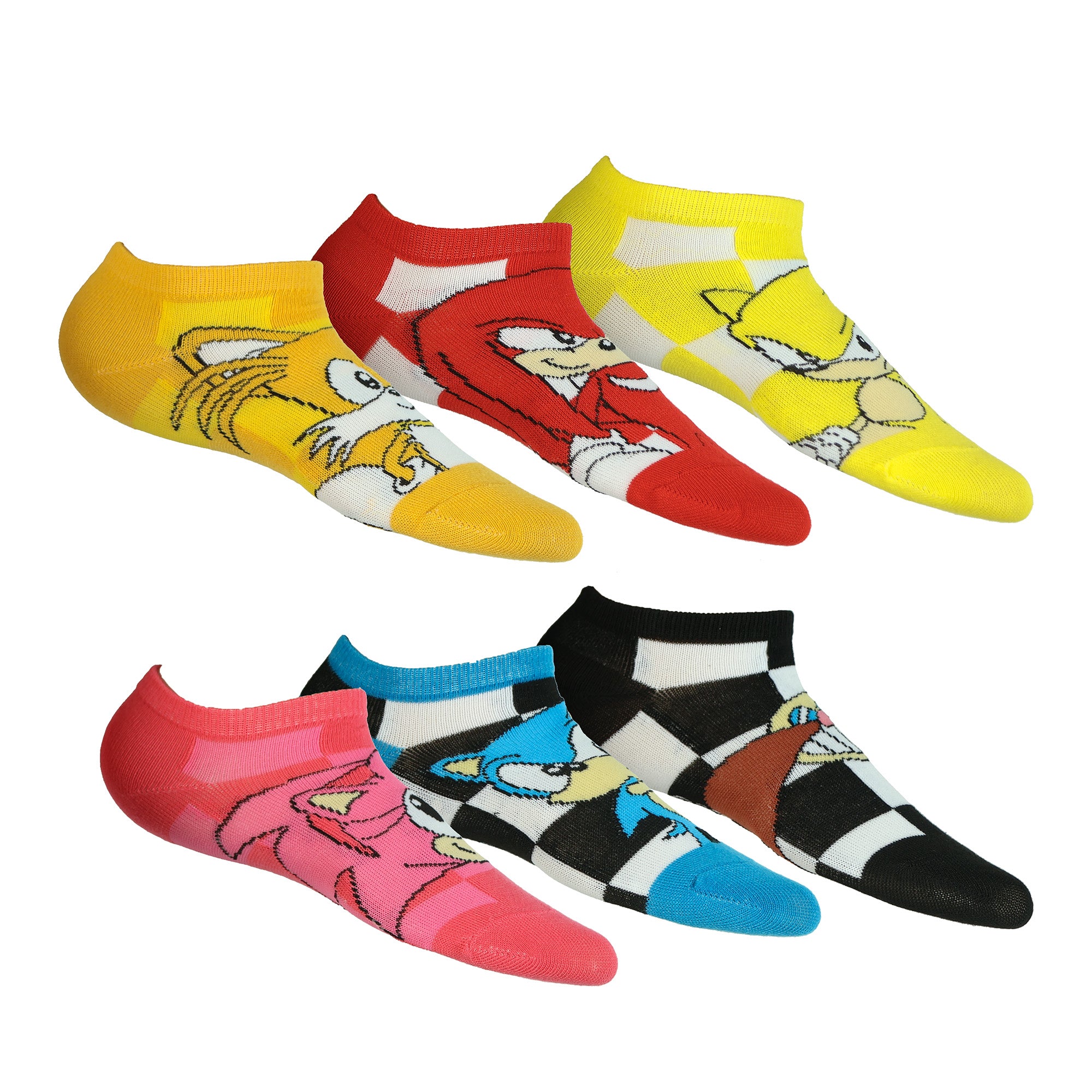 Sonic The Hedgehog Boy's Character Designs Low Cut Ankle Socks, 6 Pair OSFM