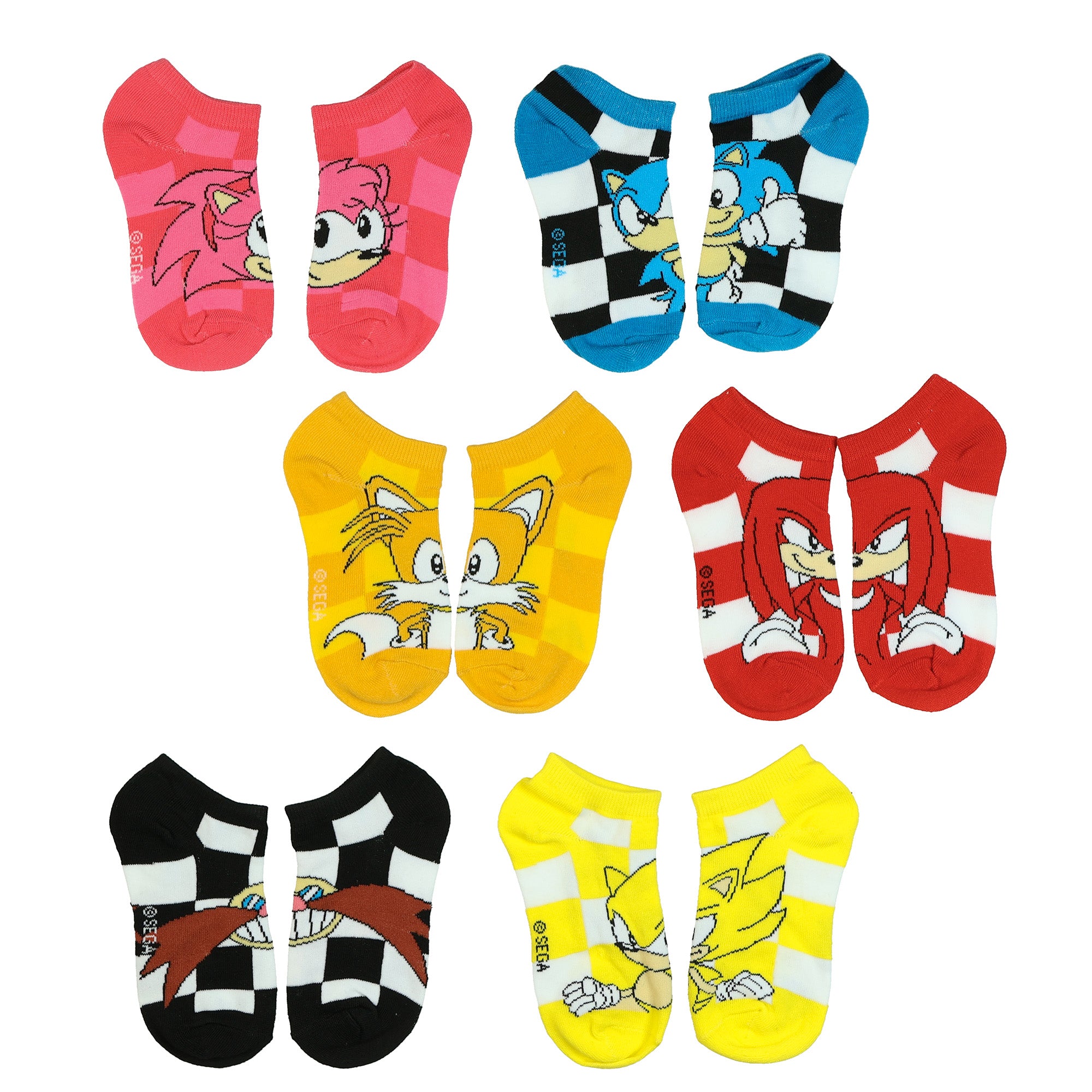 Sonic The Hedgehog Boy's Character Designs Low Cut Ankle Socks, 6 Pair OSFM